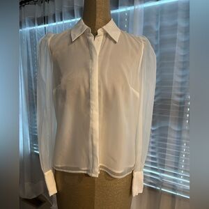 Cara Santana Sheer Puff Sleeved Blouse Size small NWT